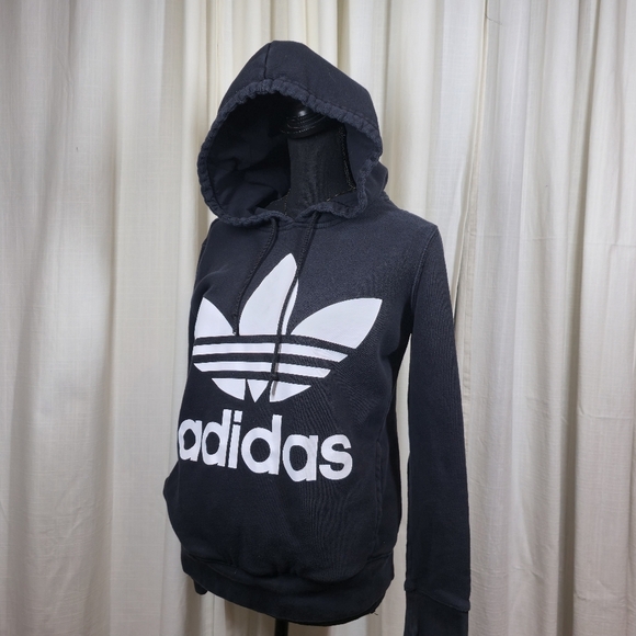 Adidas Adicolor Trifold Black Hoodie Sweatshirt - Picture 6 of 16
